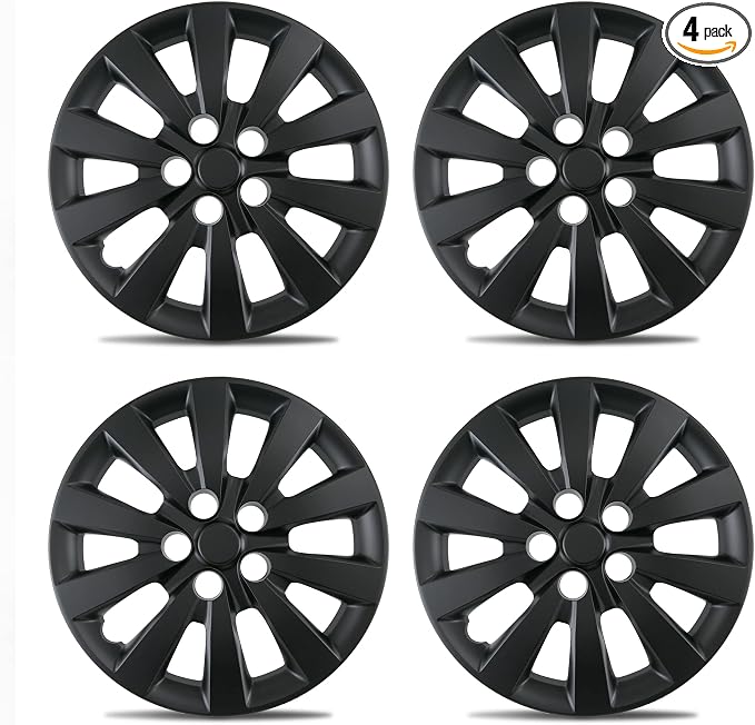 16-Inch Hub Caps Replacement for 2013-2018 Nissan Sentra, Replacement Wheel Covers (Set of 4, Matte Black)