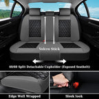 Coverado Universal Car Seat Covers Full Set, Minimalist Scratch-Resistant Waterproof Faux Leather Front & Rear Seat Protectors, Business Daily Driving – GrayBlack