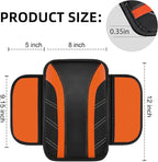 6 Pcs Orange Car Accessories Set, Sport Leather Steering Wheel Cover 14.5-15inch Universal, Microfiber Leather Car Center Console Cover, Seat Belt Cushion, Cup Holder Coaster (Black-Orange)