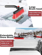 32" Snow Brush for Car Ice Scraper for Windshield Car Scraper Brush for Ice and Snow Scraper with Brush Extendable Long Snow Removal Brush for Trucks SUV Snow Broom Cleaner for Car