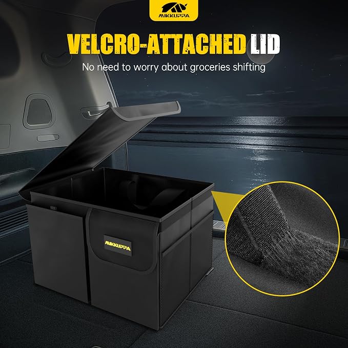 Car Trunk Organizer - 35L Collapsible Trunk Organizer with Lid, Sturdy Car Storage for SUV Auto Truck Van (Black, 2Pack)
