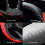 Microfiber Leather Auto Car Steering Wheel Cover, Universal 15 Inch Anti-Slip Wheel Protector, Red