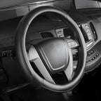 Car Steering Wheel Cover Small Size for Prius Civic Model 3 Model Y Camaro Rogue with 14-14 1/4 inches Outer Diameter, Black Microfiber Leather