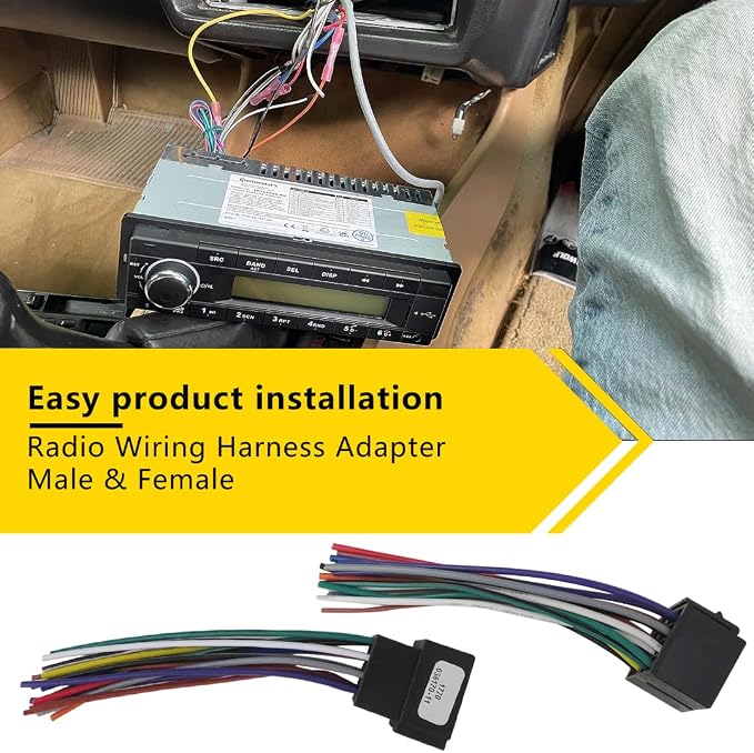 16-Pin Car Radio Wiring Harness Adapter Male & Female Compatible for Kenworth 2008-2020 Stereo Connector to Compatible for JVC/for Pioneer/for Kenwood/for Sony/for Android