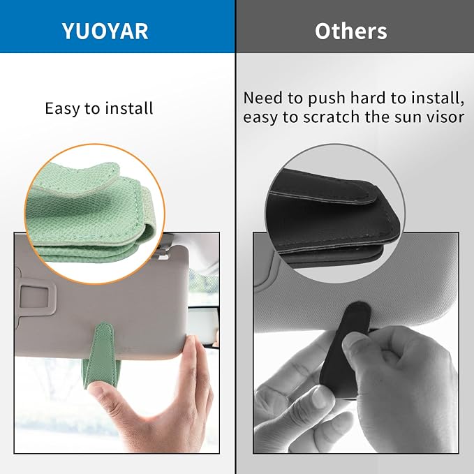 2 Packs Magnetic Sunglass Holder for Car Visor (Green) | Magnetic Interior Car Accessories