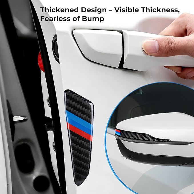 6PCS Car Door Protector Rearview Mirror Protector Sticker Set for BMW M X3 X5 X7 X1 X6 X4 4 3 5 7 f30 Series Accessories, Anti Collision Trim Strips Carbon Fiber Car Door Edge Bumper Guards
