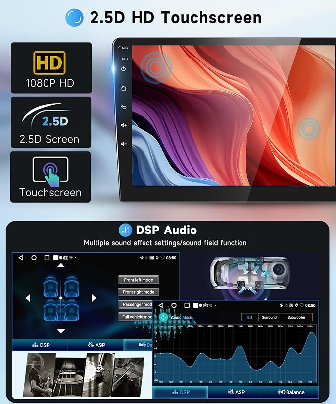 5GHz-WiFi 2G+64G Car Stereo for Honda Civic 2006 2007 2008 2009 2010 2011 with Wireless Carplay Android Auto, 10.1" Touchscreen Android 15 Car Radio Support Bluetooth EQ GPS USB AHD Backup Camera