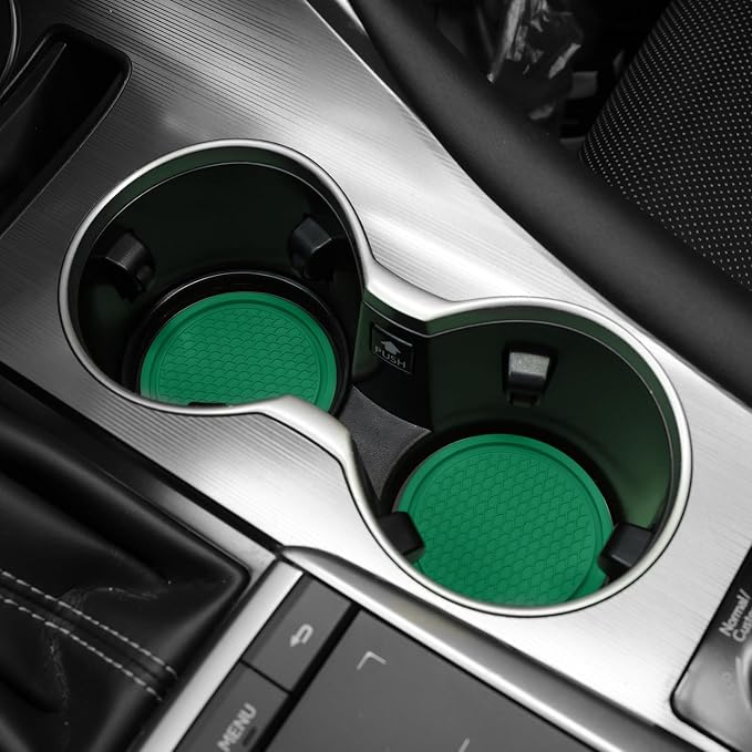Car Cup Coaster, 4PCS Universal Non-Slip Cup Holders Embedded in Ornaments Coaster, Car Interior Accessories, Green