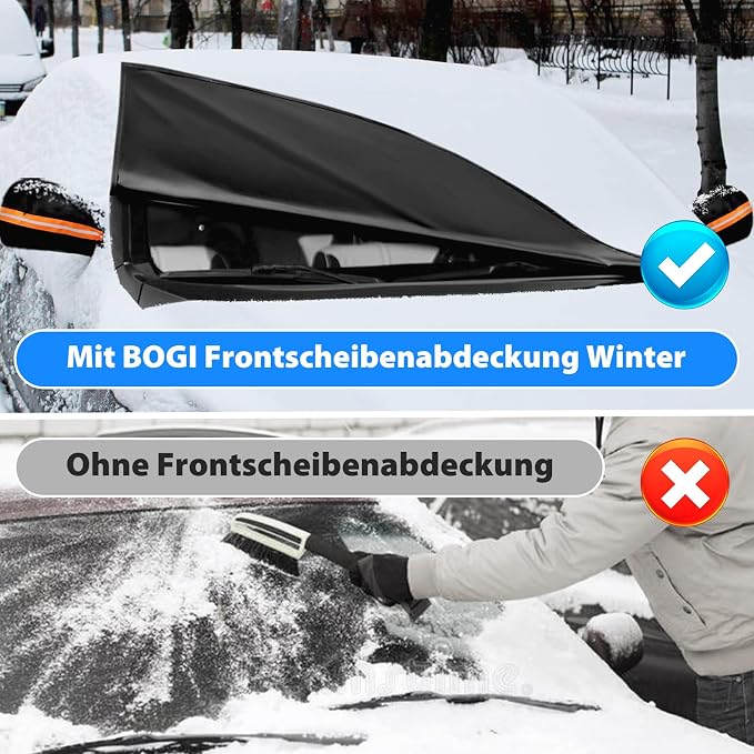 Windshield Cover for Ice and Snow, Heavy Duty 600D Windshield Snow Cover with 2 Mirror Covers Waterproof Car Cover for Snow Windshield Protector for Cars, SUVs, Trucks (77"x47")