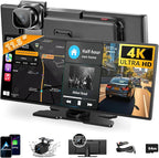 11.5 '' Wireless CarPlay Screen for Car, A-pple CarPlay & Android Auto HD Touchscreen with 4K Dash Cam/1080P Backup Camera/Navigation/Bluetooth/Voice Control/FM/Mirror Link,for All Vehicles
