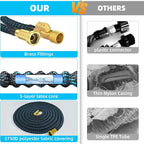 50 ft Expandable Garden Hose-2026 Upgraded Expanding Water Hose with 10 Function Nozzle, 3/4" Solid Brass Fittings, 5-Layer Latex Core, No-Kink Flexible Retractable Hose for Patio, RV, Car Washing