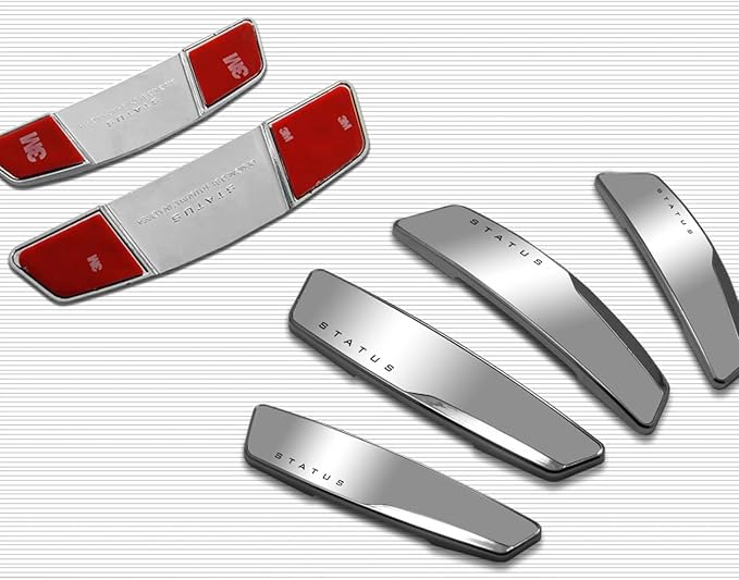 DEAD SKIN 4 Pcs High Glossy Slim Door Edge Guards Bumper Protector Trim Guard Sticker Molding for Motors Auto Vehicle Color Metalic Silver