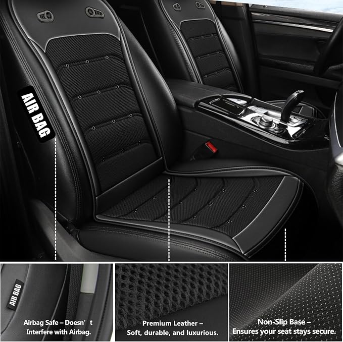 Upgraded Cooling Car Seat Cover with 3-Second Fast Cooling, Cooling Seat Covers for Cars, Cooling Car Seat Cushion, 12V–24V for Car SUV Truck RV, Best Gift for Drivers (Black)