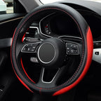 Microfiber Leather Auto Car Steering Wheel Cover, Universal 15 Inch Anti-Slip Wheel Protector, Red