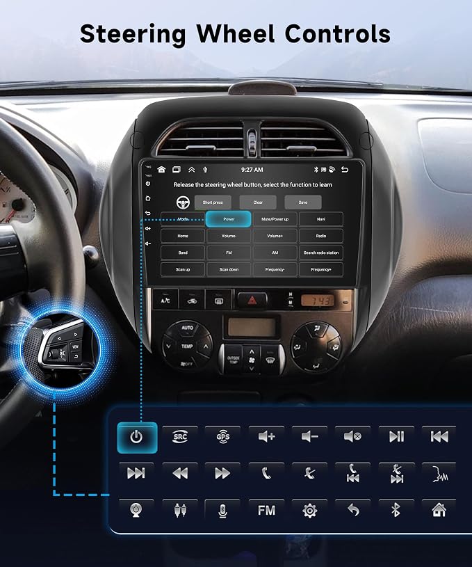 8Core 4+64G Car Stereo for Toyota RAV4 2003 2004 2005 Wireless Carplay Android Auto,9 inch 1280 * 720P IPS Touch Screen Radio, Android/GPS/WiFi/32EQ DSP Audio/Bluetooth/SWC/Backup Camera
