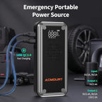 W160 Jump Starter with Air Compressor, 5000A Portable Car Jump Starter 150PSI Tire Inflator/Air Pump, 12V Battery(Up to 9L Gas/8L Diesel Engine) Jump Pack Car Emergency Kit Idea Gift for Man (Silver)