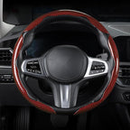 Carbon Fiber Steering Wheel Cover, Snap on Car Steering Wheel Cover Set Accessories 3pcs Wrap Grip Non Slip Protector Universal Glossy Red