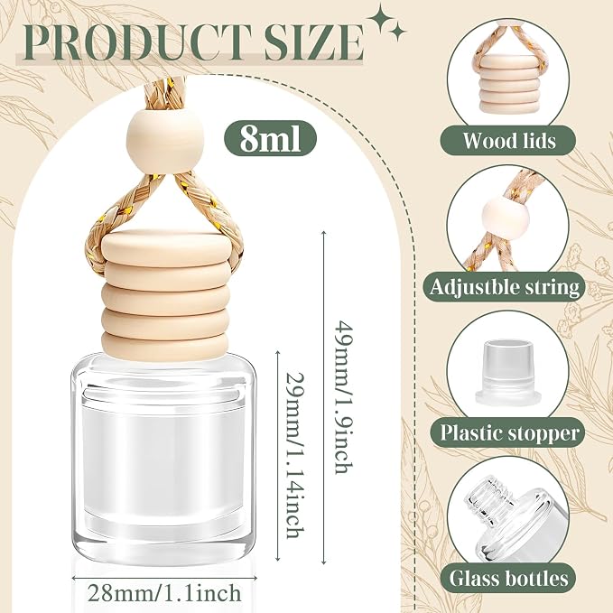 Hanging Car Air Freshener, 6 Pack Vanilla Cream Long Lasting & Refillable Air Freshener, Natural Plant Essential Oil Fragrance Aromatherapy Diffuser, Car Accessories Interior Set for Women & Men