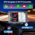 Portable Wireless Radio with Apple CarPlay and Android Auto Screen for Car, 7 Inch Anti-Glare Touchscreen Radio with Bluetooth Hands-Free/Navigation/Voice Control/AHD Backup Camera, for All Vehicles