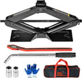 Car Jack 3Ton/6610 lbs Universal Scissor Jack with Rubber Pad, Portable Tire Changing Kit with Lug Wrench, Emergency Kit for Sedan SUV MPV