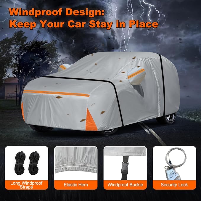 Car Cover for 2022-2026 Cadillac Lyriq, Waterproof Custom-fit All Weather Sun Rain UV Dust Snow Protection Outdoor Lyriq Full Car Cover with Door Zipper and Cotton Lining-Grey