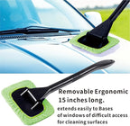8pcs Car Windshield Cleaning Tool, Windshield Cleaner with with 5 Little Microfiber Pads that can be Washed/reused, Window Cleaner Tool, for Auto Glass Wiper (Green 01)