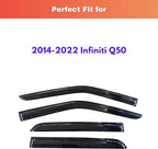 KPY Rain Guards Fit for 2014-2022 Infiniti Q50, Out-Channel Window Visors Vent Wind Deflectors 4PC, Car Accessories for 14-22 Infiniti Q50