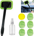 8pcs Car Windshield Cleaning Tool, Windshield Cleaner with with 5 Little Microfiber Pads that can be Washed/reused, Window Cleaner Tool, for Auto Glass Wiper (Green 01)