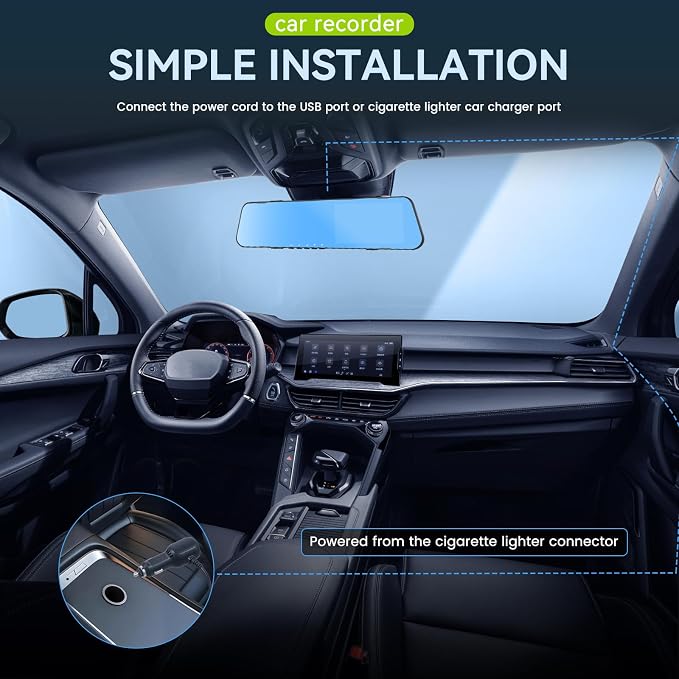 4.5 Inch Mirror Dash Cam Backup Camera 1080P Front and Rear View Mirror Camera for Cars Dual Lens Cam Loop Recording 150°Wide Angle G-Sensor Parking Assistance