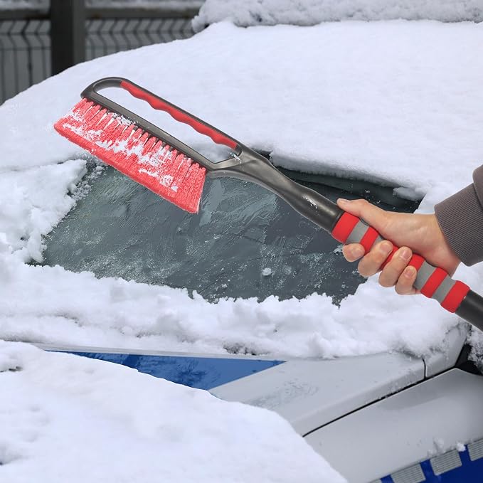 Snow Brush and Ice Scraper for Car Windshield,26.4" Window Scraper Deicer for Car SUV and Truck,Ice Scrapers and Brushes 2 in 1,Winter Car Automotive Exterior Accessories(2Pack Red)