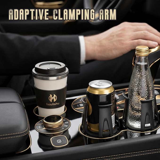 Car Cup Holder Inserts - 2 Pcs Adaptive Clarmping Arm Anti-Spill Stable Drink Holder for Most Vehicles