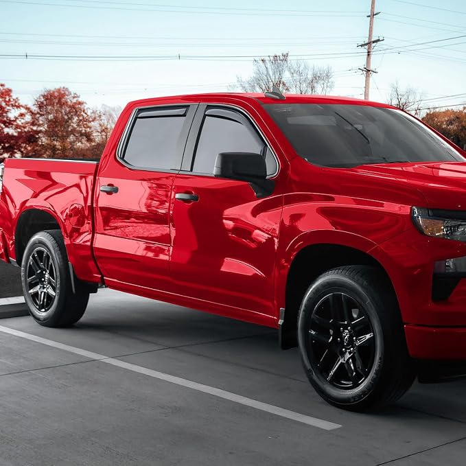 Voron Glass in-Channel Extra Durable Rain Guards for Trucks Chevrolet (Chevy) Silverado/GMC Sierra 1500 2019-2026 Crew Cab, Window Deflectors, Vent Window Visors, 4 Pieces - 200420