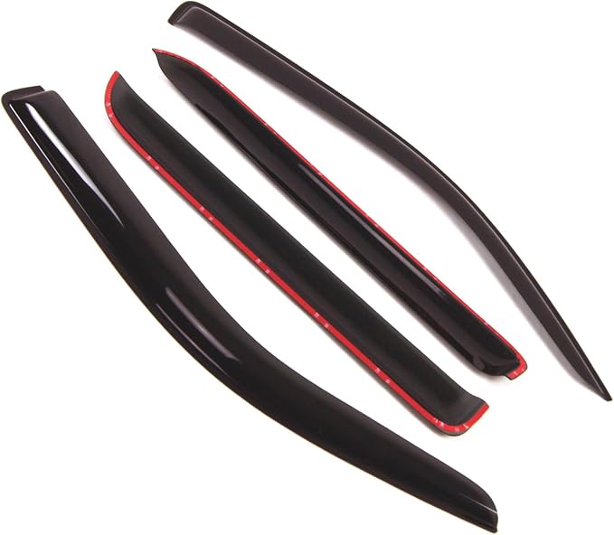 Outside Mount Window Vent Visors Rain Guards Compatible with Ford F-150 SuperCrew 2009-2014 | Side Window Wind Deflectors Rain Shields | Black Tinted, 4 Pcs Set, BGWV-167