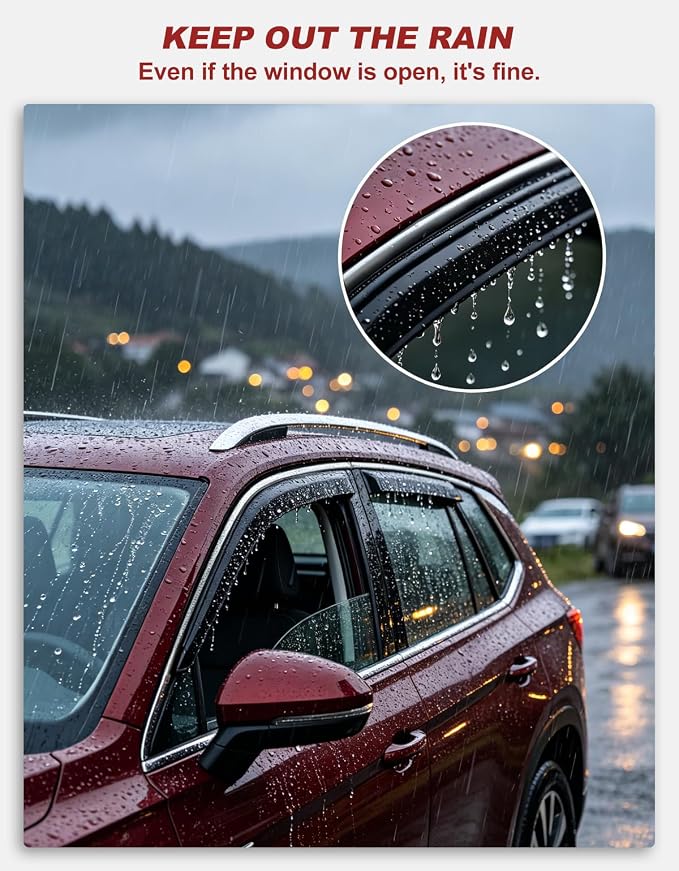 in-Channel Window Rain Guards Fit for 2024 2025 2026 Chevy Trax, Extra Durable Window Deflectors Window Visors Vent Shades Vent Visors Car Accessories