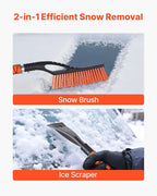 Snow Brush and Ice Scrapers for Car Windshield, 27-inch Aluminum Snow Scraper Removal Tool with Foam Grip & Scratch-Free Bristles, Detachable and Easy-to-Carry for Cars, Trucks, SUVs, RVs