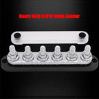 6 x M10 (3/8") Studs Power Distribution Block Bus Bar 12V, 7" HD 300A Marine BusBar Battery Distribution Block W/Cover for Car Boat Solar (Black)