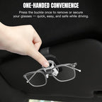 2PCS Sunglass Holder for Car Visor, Faux Leather Eyeglass Holder Clip for Car Sun Visor Organizer, Universal One Handed Operation Sun Glass Hanger, Car Interior Accessories for Women Man