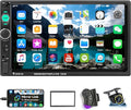 Double Din Car Stereo 7 Inch Touch Screen Car Audio Radio with Bluetooth Audio Hands-Free Calls Backup Camera FM Radio Receiver Car MP5 Player Support Mirror Link AUX-in USB TF Input