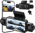 360°View 4 Channel Dash Cam, 5'' IPS Large Screen Dash Camera for Cars, 4K+1080P Front and Rear Inside Left Right, Built-in IR Night Vision, 24H Parking Mode, 64GB SD Card, Wireless APP Transmission
