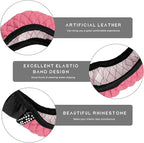 Bling Car Steering Wheel Cover, 15 Inch Sparkly Rhinestone Soft Leather Steering Wheel Protector, Non-Slip Universal Auto Elastic Steering Wheel Covers for Women Girls (Pink)