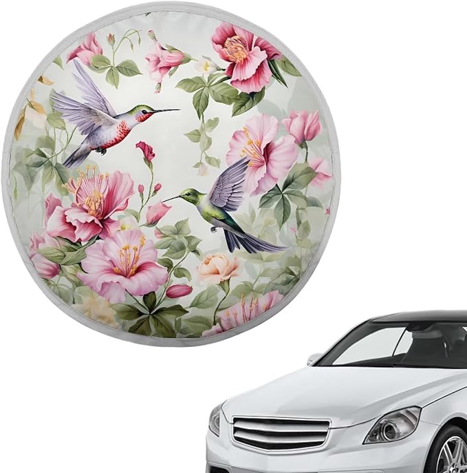 Car Steering Wheel Sun Shade Cover Hummingbird Flower Car Accessories for Women 17 inch Universal Steering Wheel Sun Block Cover Heat Reflector Fit Most Vehicle SUV Trucks Sedan