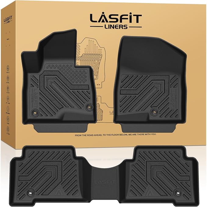 Floor Mats for Hyundai Santa Fe Sport 2018 2017 2016 2015 2014 2013, All Weather TPE Custom Fit Floor Liners 1st & 2nd Row Car Mats Accessories, Black