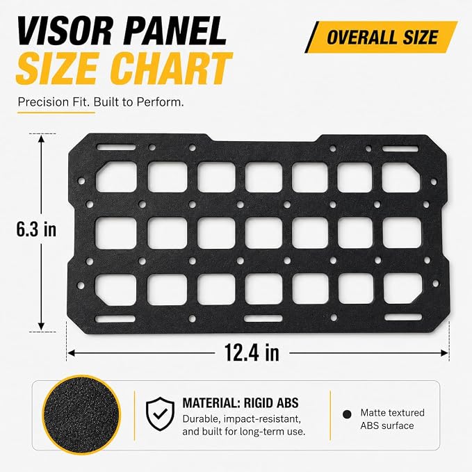 Visor MOLLE Organizer Panels for Car Sun Visor – Rigid ABS Sun Visor Organizer with MOLLE Webbing – Adjustable Fit for Truck SUV (2 Pack)