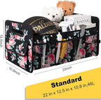 Car Trunk Organizers and Storage Collapsible Multi Compartment Container Box, Adjustable Car Accessories for SUV Sedan Truck, Standard Size, Black Floral