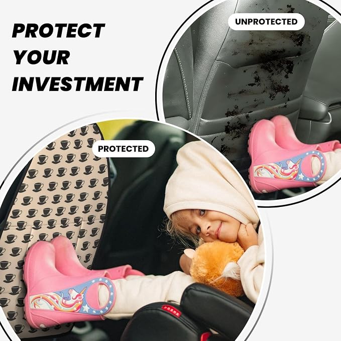 Coffee Cup (1) For Car Seat Back Protector 2 Pack, Kick Mats For Kids And Pets, Backseat Seat Protector Cover For Car, Suv, Truck & Van