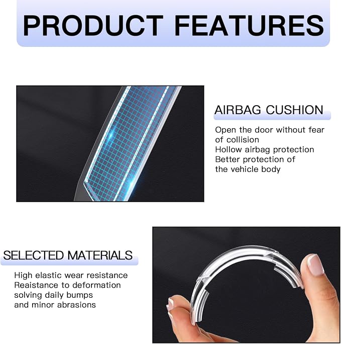 4 PCS Car Door Anti-Collision Strip, Rearview Anti-Impact Sticker, Door Protection Decorative Covers, Door Edge Bumper Guard, Universal Car Side Door Edge Protector (Transparent)