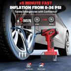 150PSI Tire Inflator Portable Air Compressor: Cordless Air Pump Compatible with Milwaukee 18V Battery - Car Tire Pump with LCD Display & LED Light for Auto, Motorcycles (Tool Only)
