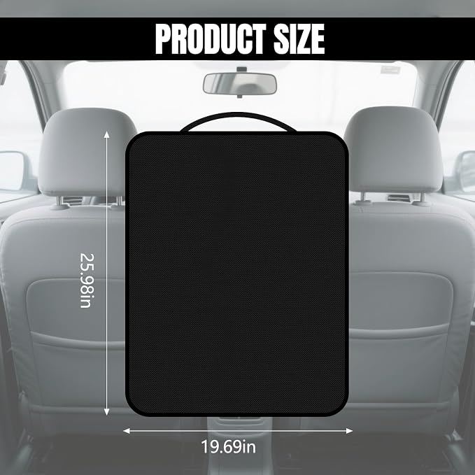 2PCS Kick Mats Back Seat Protector for Kids, Waterproof Oxford Cloth Car Back of Seat Protector, Seatback Cover for Car Front Seats, Protection Against Dirt Dust Mud Scratches (Black)