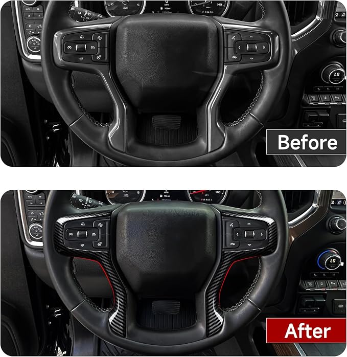 Car ABS Carbon Fiber Trim Sticker Interior Decal for 2019-2025 Chevy Silverado Blazer | for 2021-2024 Tahoe Suburban 1500 2500 3500 HD Accessories
