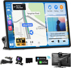 Largest 11.3" Portable Apple Carplay Screen, Wireless Car Play & Android Auto Touch Screen, Car Stereo with App View/4K Dash Cam/Backup Camera/Mirror Link/Voice Control/Music Play/GPS/Bluetooth/FM